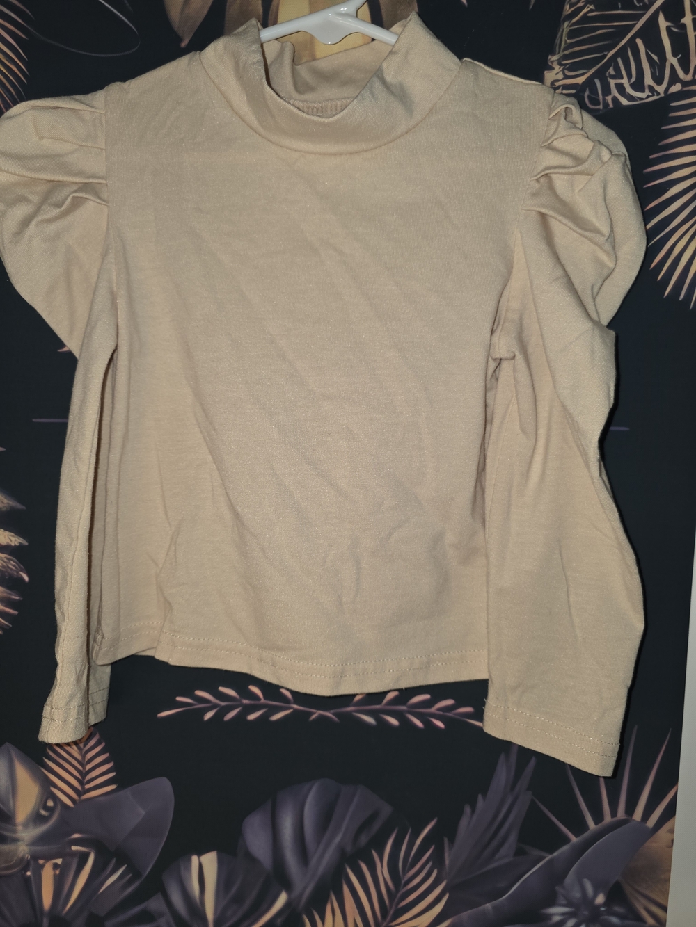 Puff-Sleeve Turtleneck Long-Sleeve Top - Cream